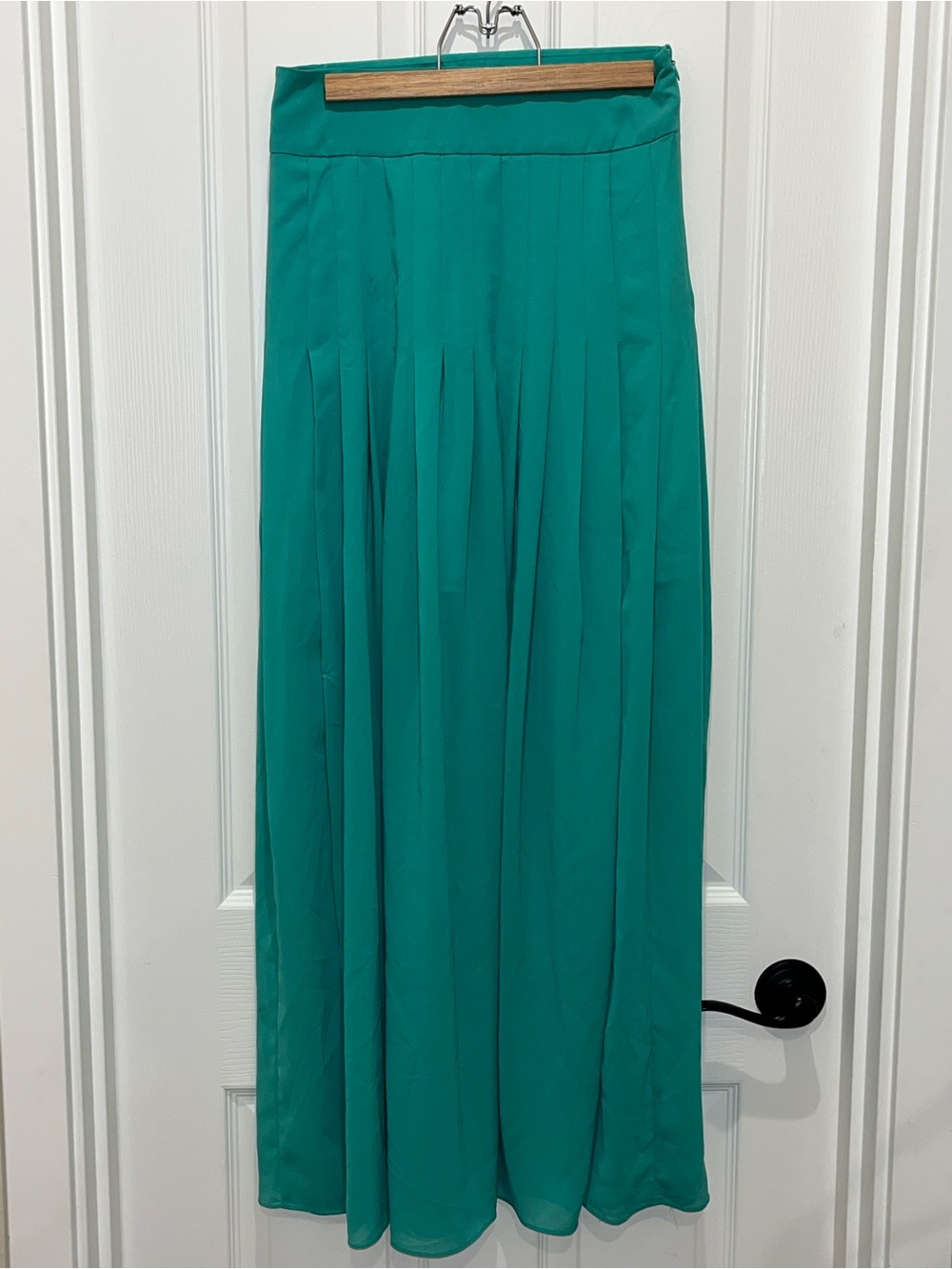 Maeve Teal-Green Pleated Maxi Skirt